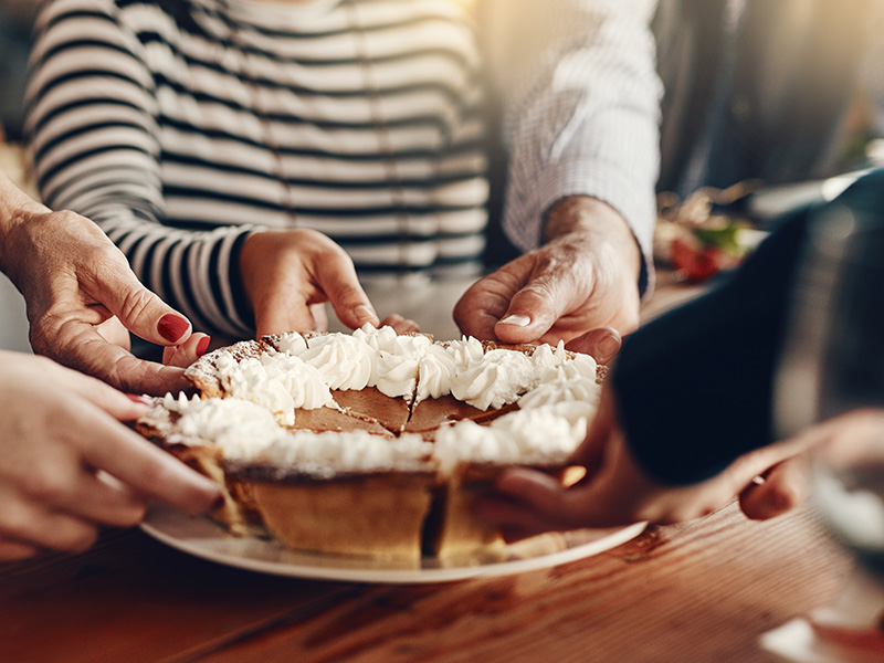 guests eating pumpkin pie