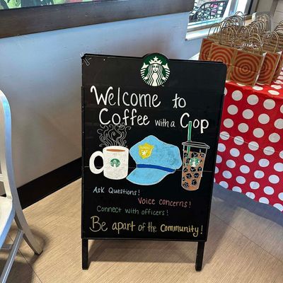 coffee with a cop chalkboard sign