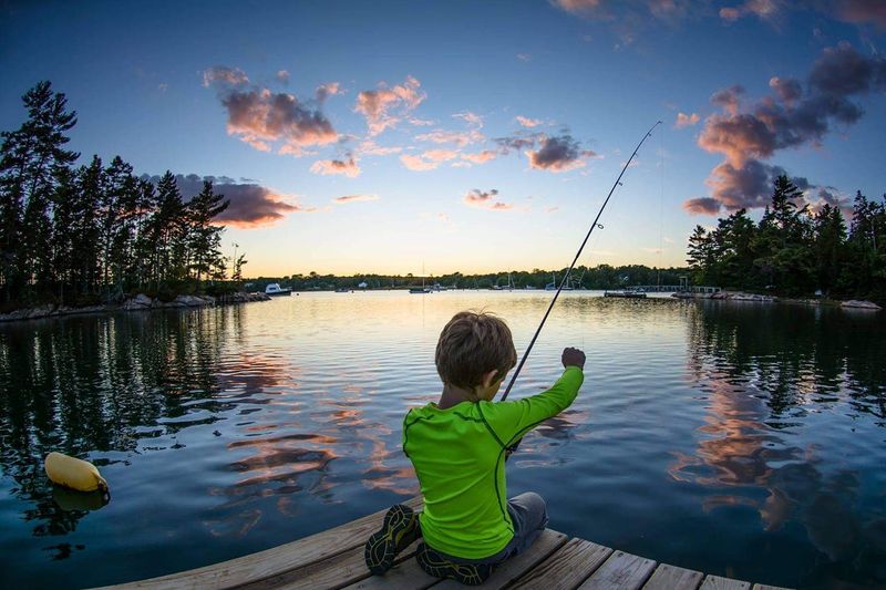 boy fishing on the doc