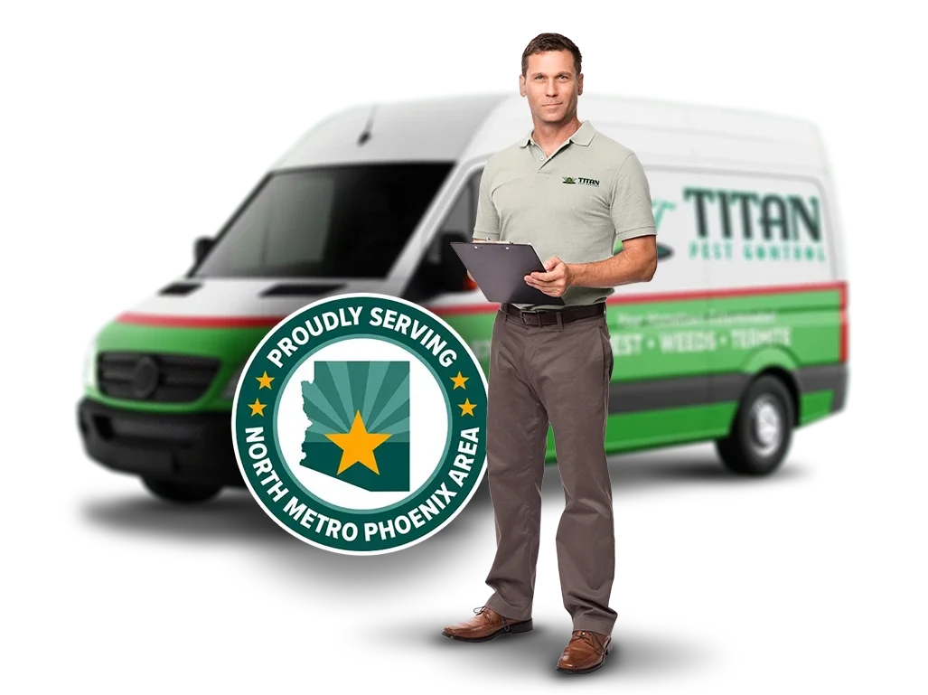 titan pest control tech and truck