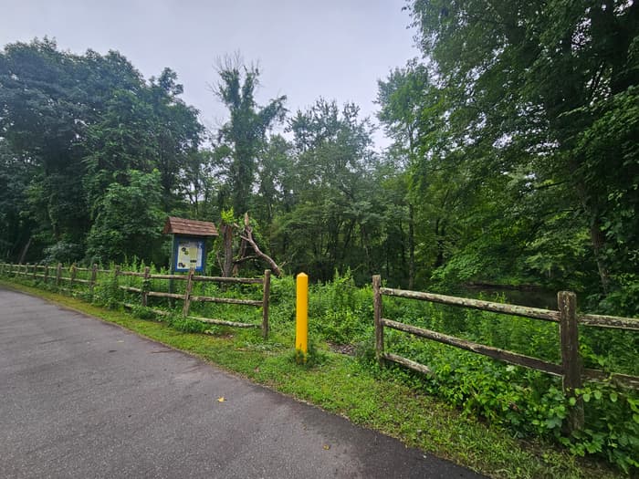 entrance to Air Line State Park Trail boat launch in Willimantic