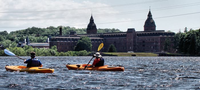 Paddling past the Ponemah Mills