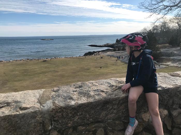 Taking a break at the pavilion on a bike ride at Rocky Neck State Park. (Credit: Kimberly Bradley)