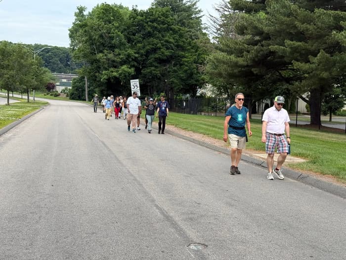 a group of walkers on an on-road section of the Greenway (Credit: Alan Baglia)