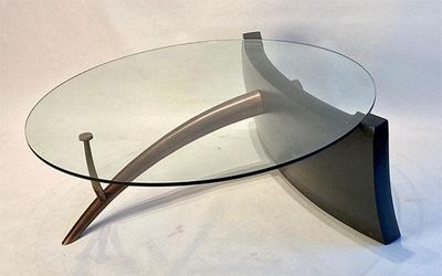 Joe Tracy: Glass top coffee table