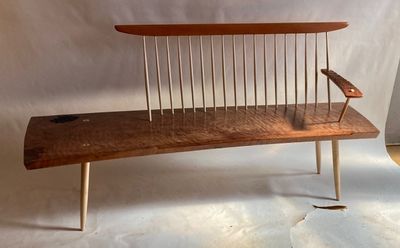 Joe Tracy: Spindle back bench with arm