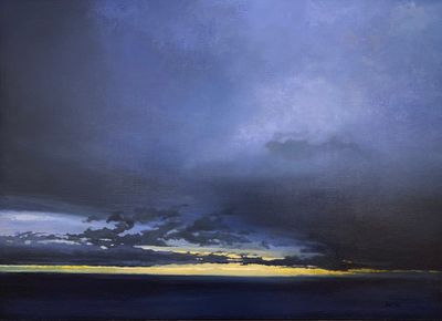 Eline Barclay: Frenchmans Bay Series, 2024: Black Storm Rising 32&rdquo; x 44&rdquo;, oil on linen $12,000