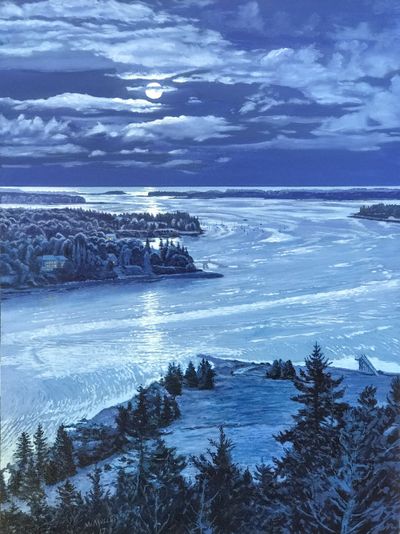 Ernest McMullen: Moon Over Northeast Harbor