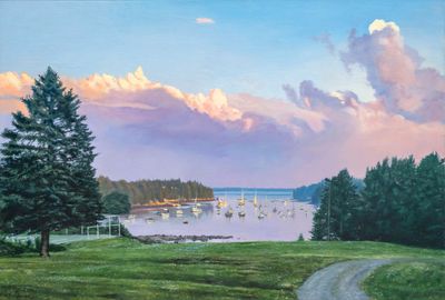 Ernest McMullen: Sunset View of Northeast Harbor from Asticou Terrace