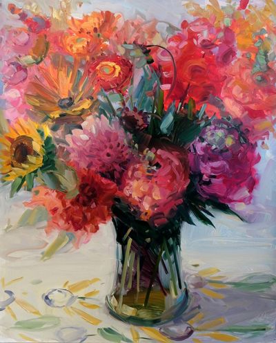 Amy Brnger: Rudbeckia, Snapdragons and Zinnias