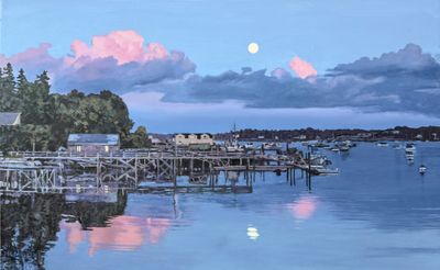 Ernest McMullen: Harvest Moon Rising over SWH, Maine