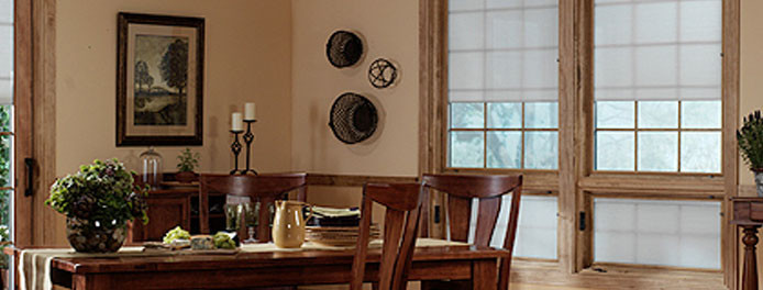 dining room in cleveland home with wooden windows from window nation