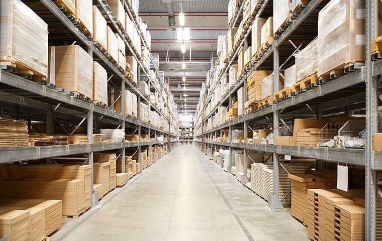 interior view of a warehouse aisle in lake worth florida