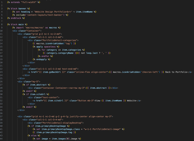 Code for a page