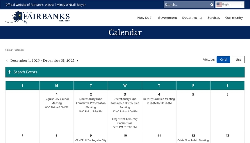 Fairbanks Alaska website screenshot