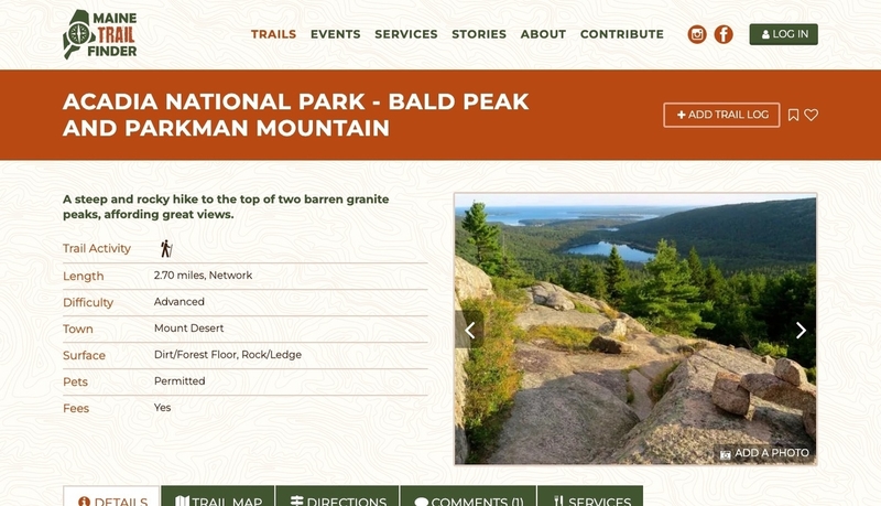 Maine Trail Finder website screenshot
