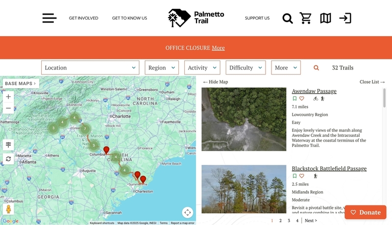 Palmetto Trails website screenshot