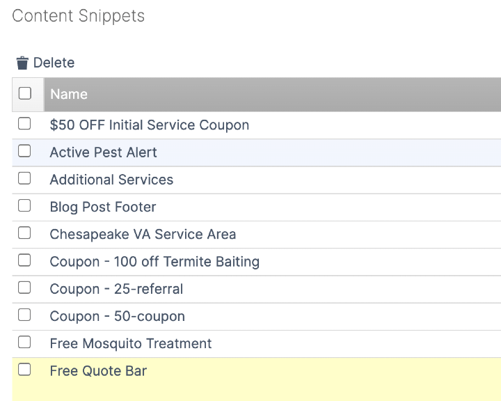 Content snippet