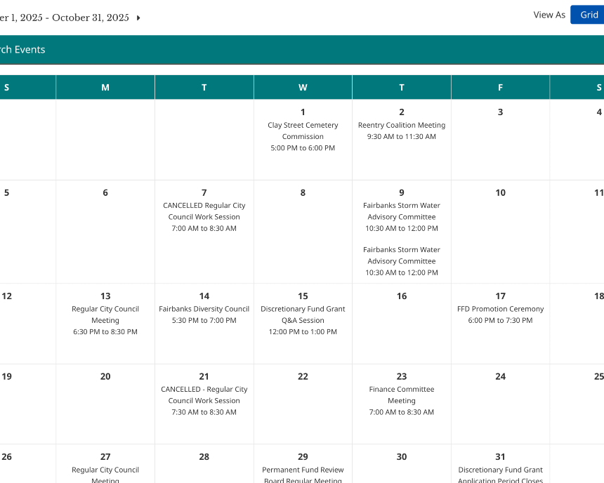 Calendar grid