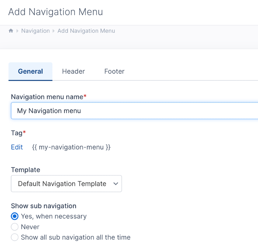 Add navigation menu