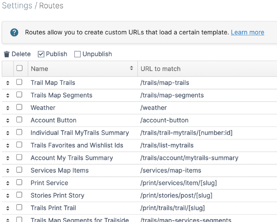 Custom routes