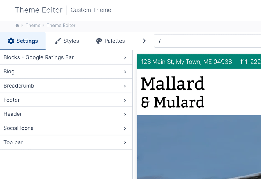 Customize theme settings