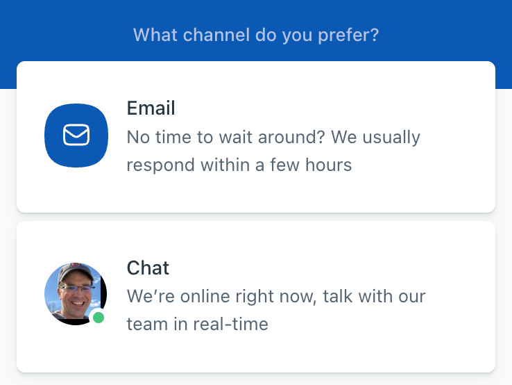 Chat and email support