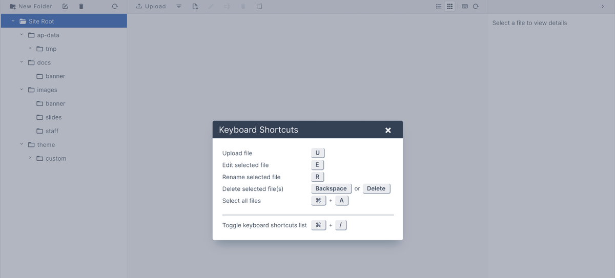 Keyboard shorcuts
