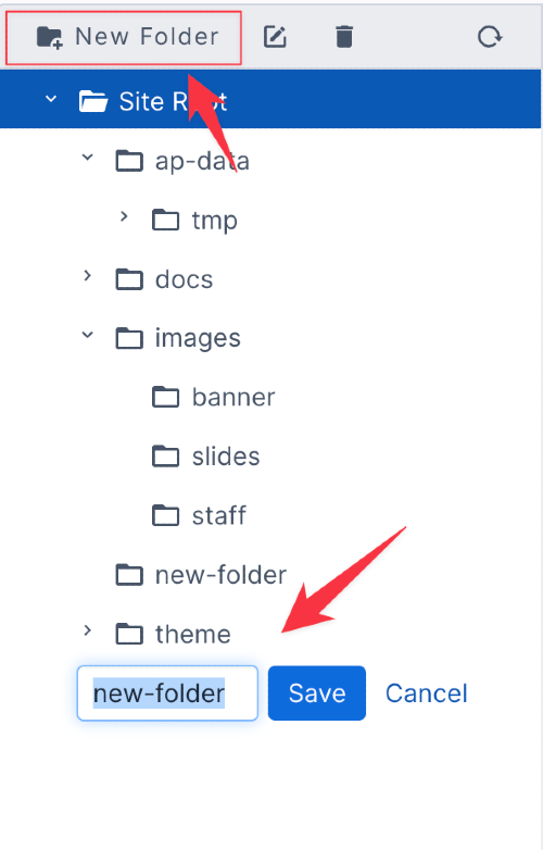 Creating a new folder