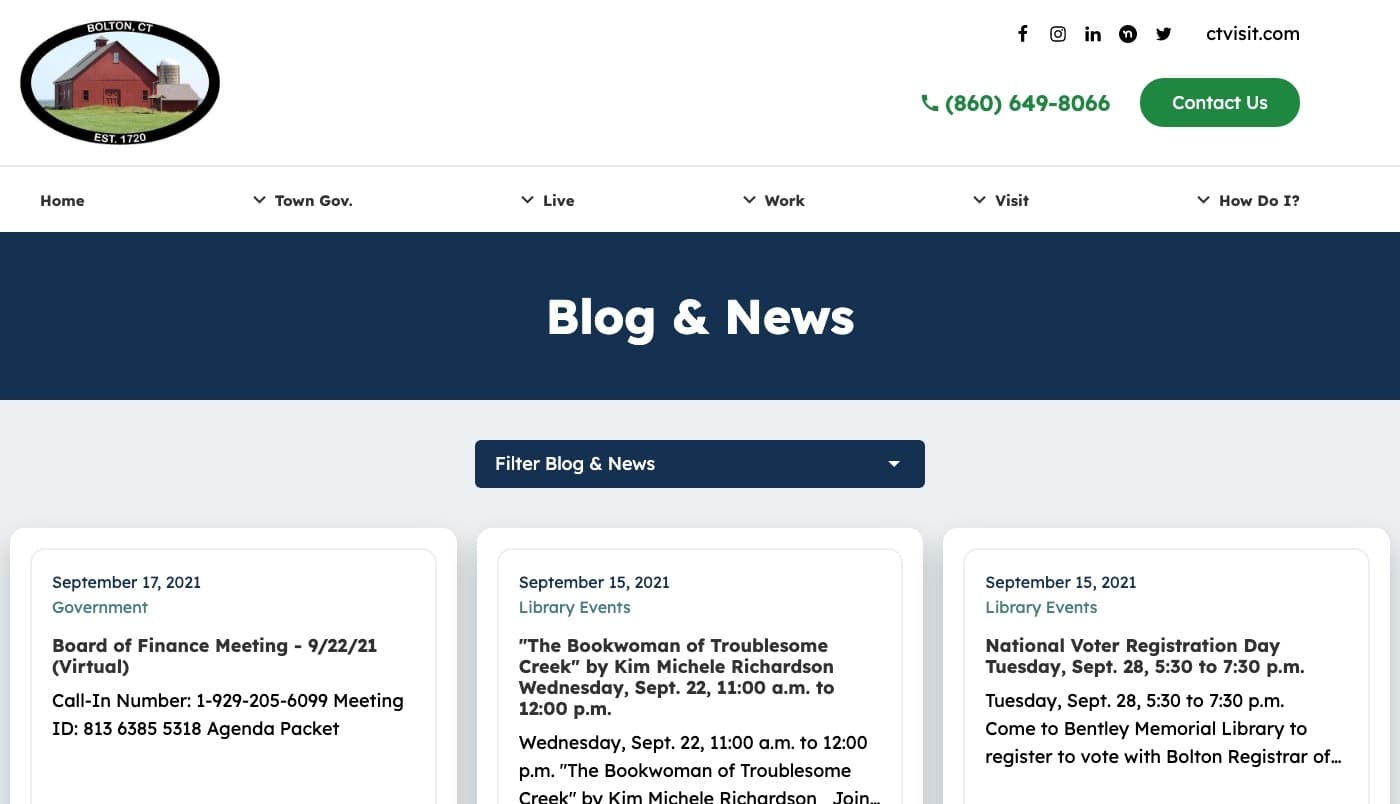 Bolton,  Connecticut website screenshot