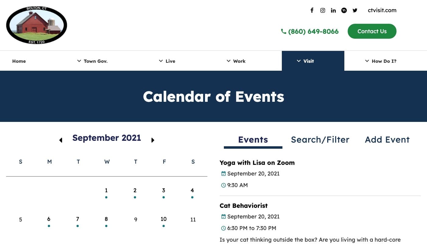 Bolton,  Connecticut website screenshot