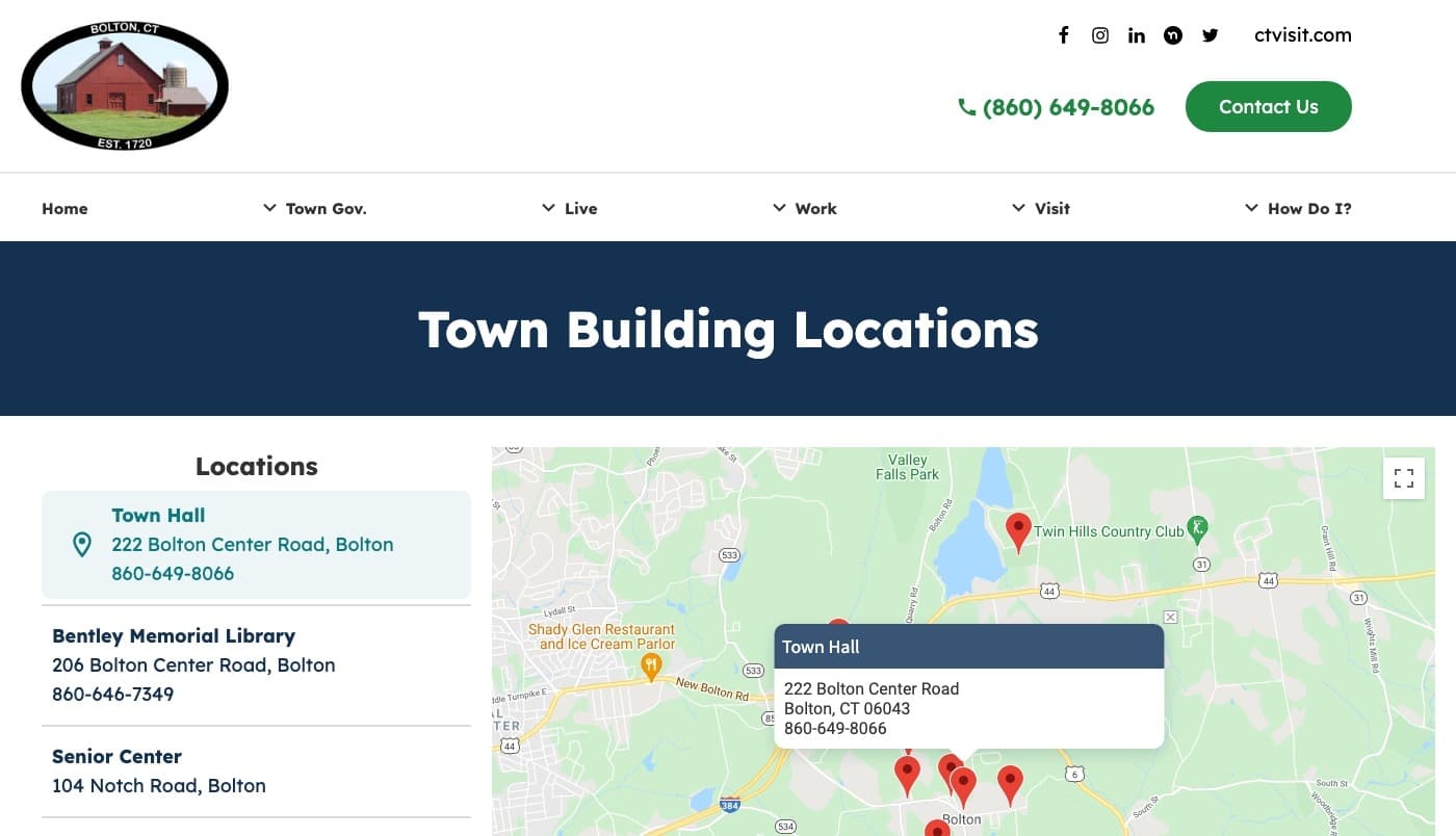Bolton,  Connecticut website screenshot