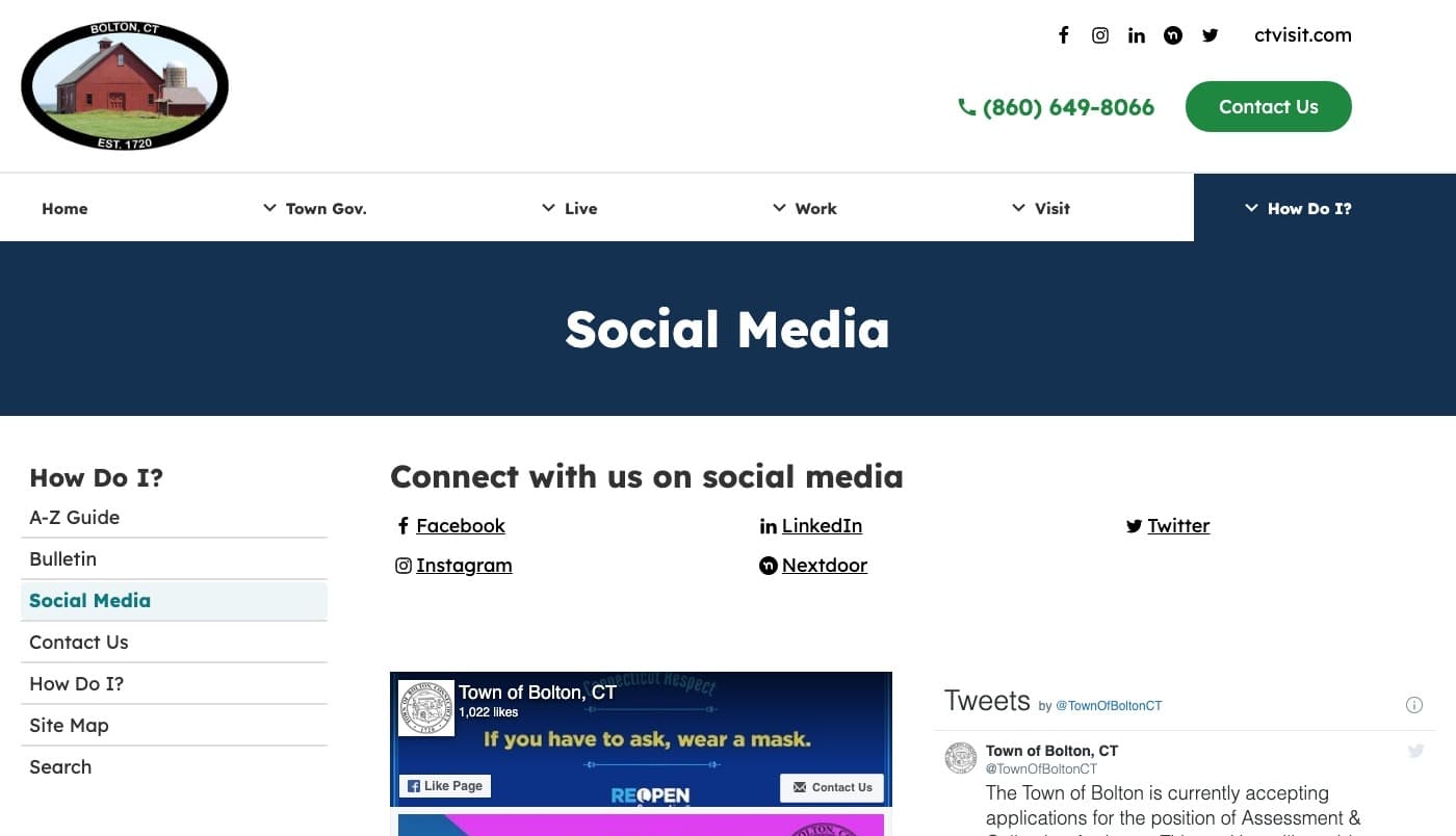 Bolton,  Connecticut website screenshot
