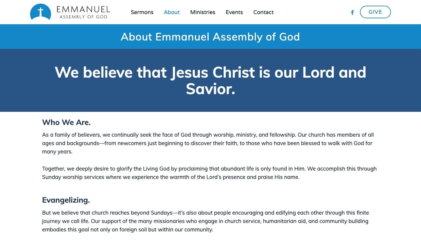 Emmanuel Assembly website screenshot