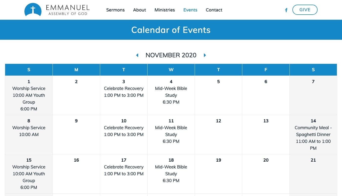 Emmanuel Assembly website screenshot