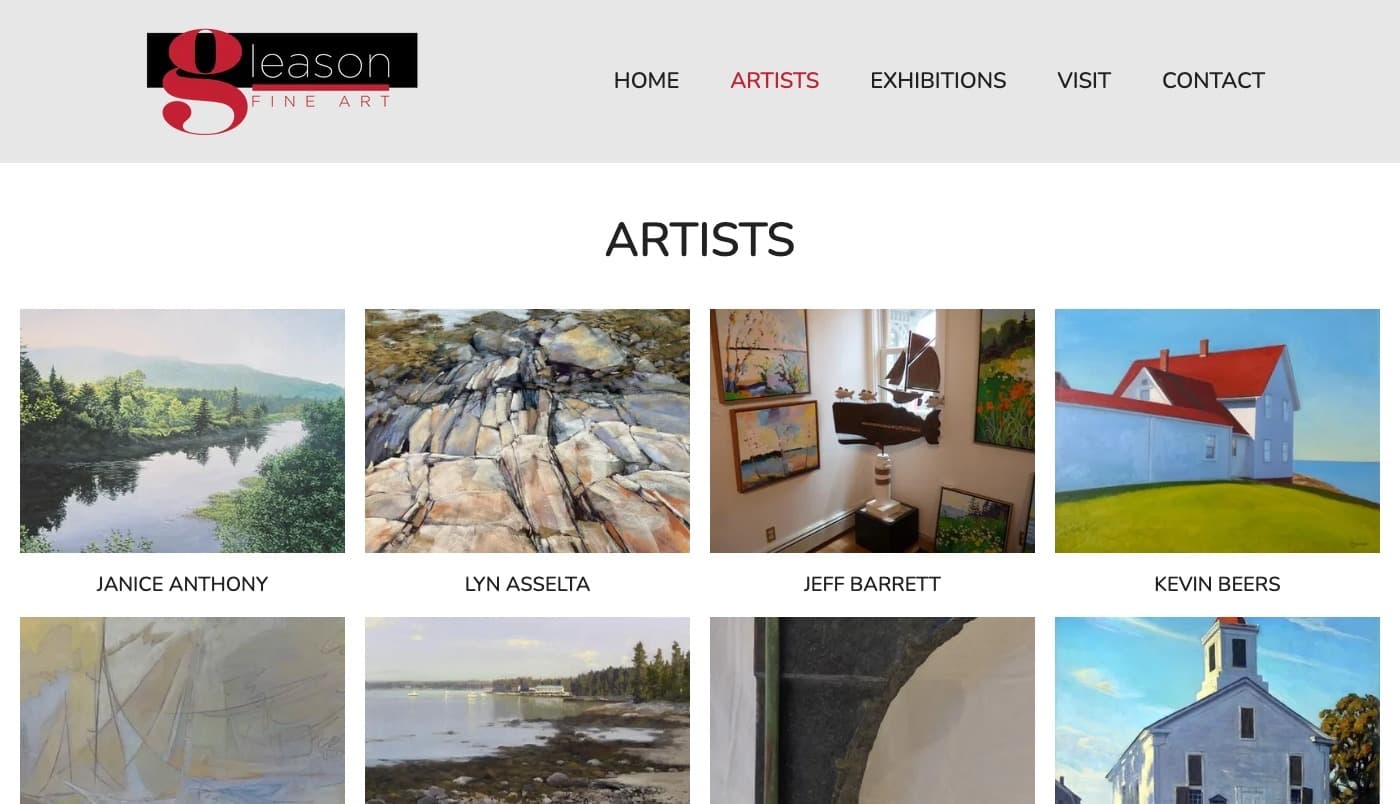 Gleason Fine Art website screenshot