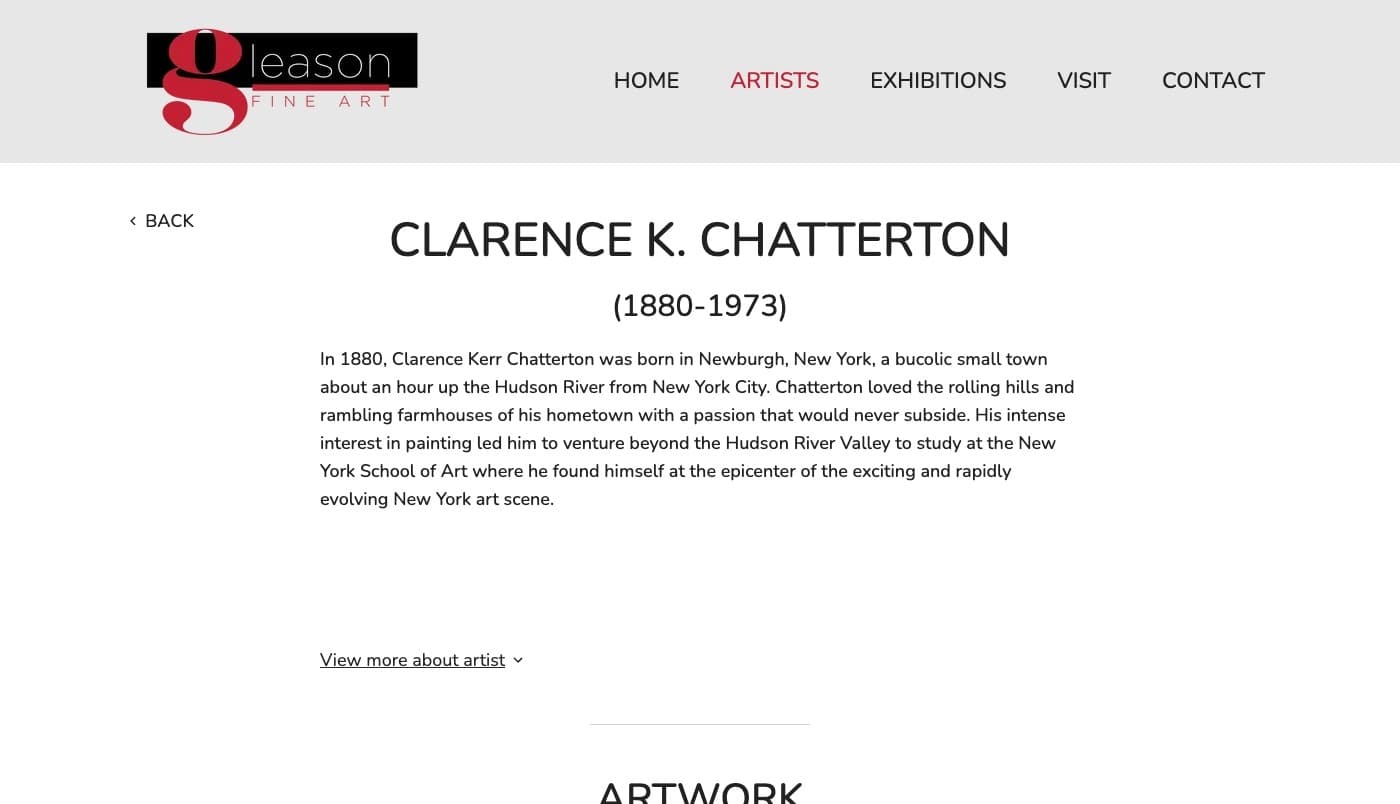 Gleason Fine Art website screenshot
