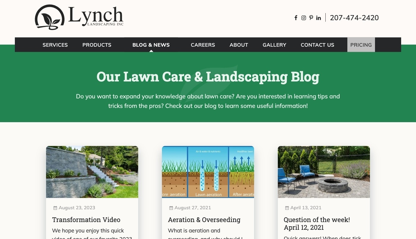 blog page screenshot