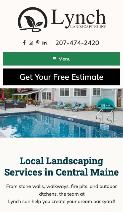 Lynch Landscaping mobile website screenshot