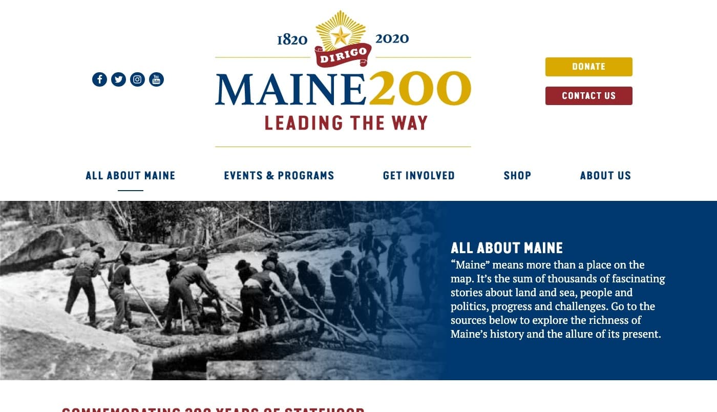 Maine Bicentennial website screenshot