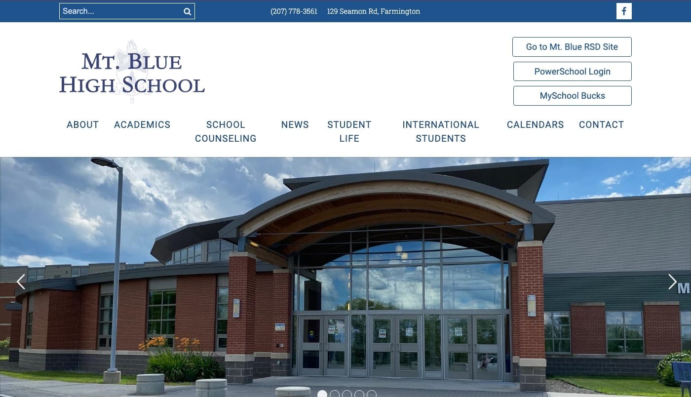 Mt. Blue School District website screenshot