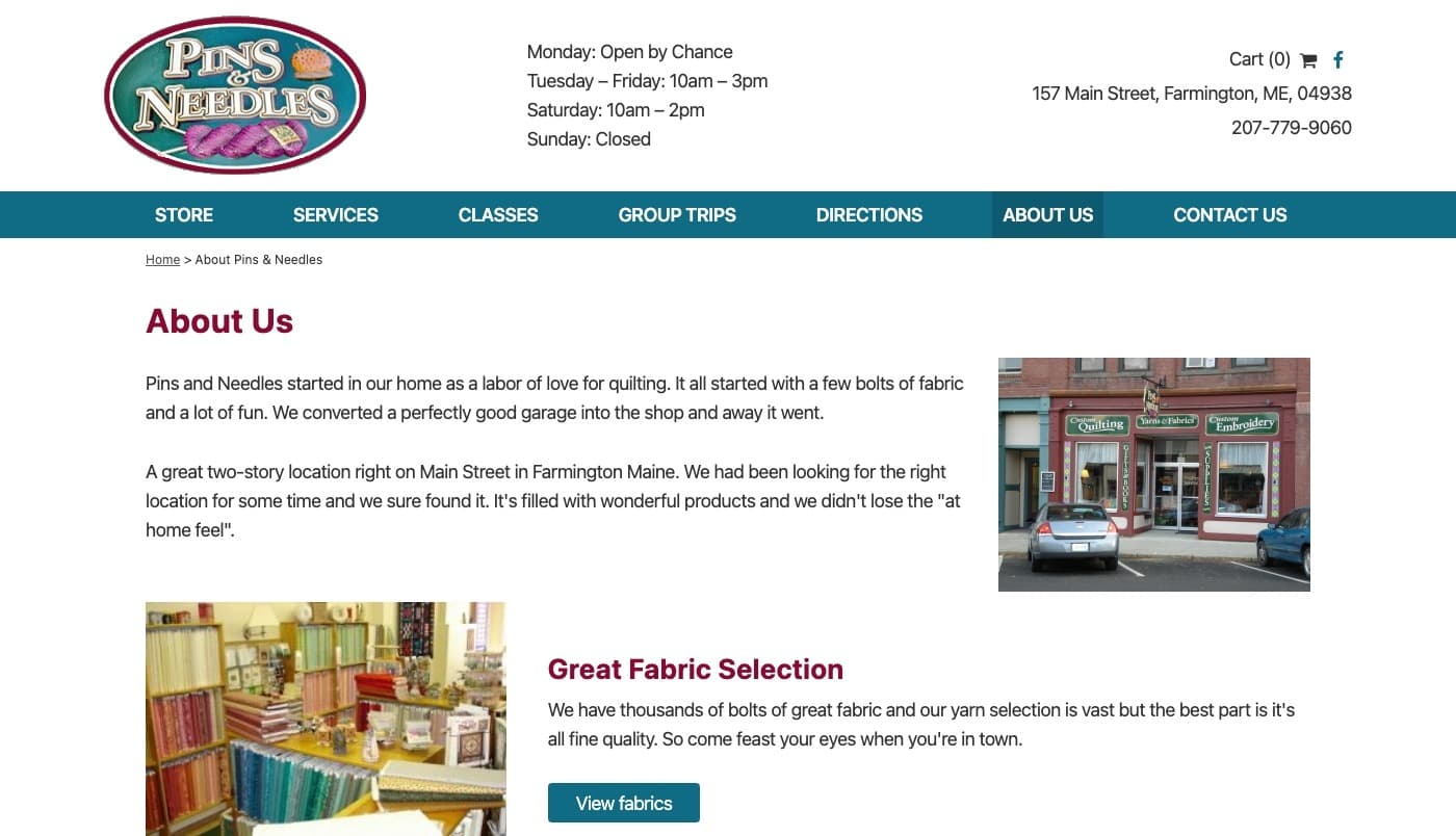 Pins and Needles website screenshot