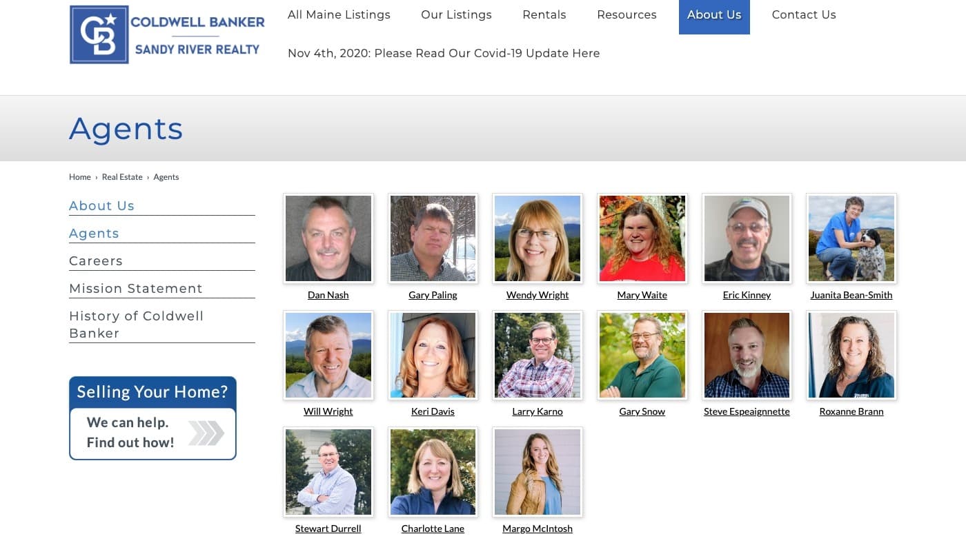 Sandy River Realty website screenshot