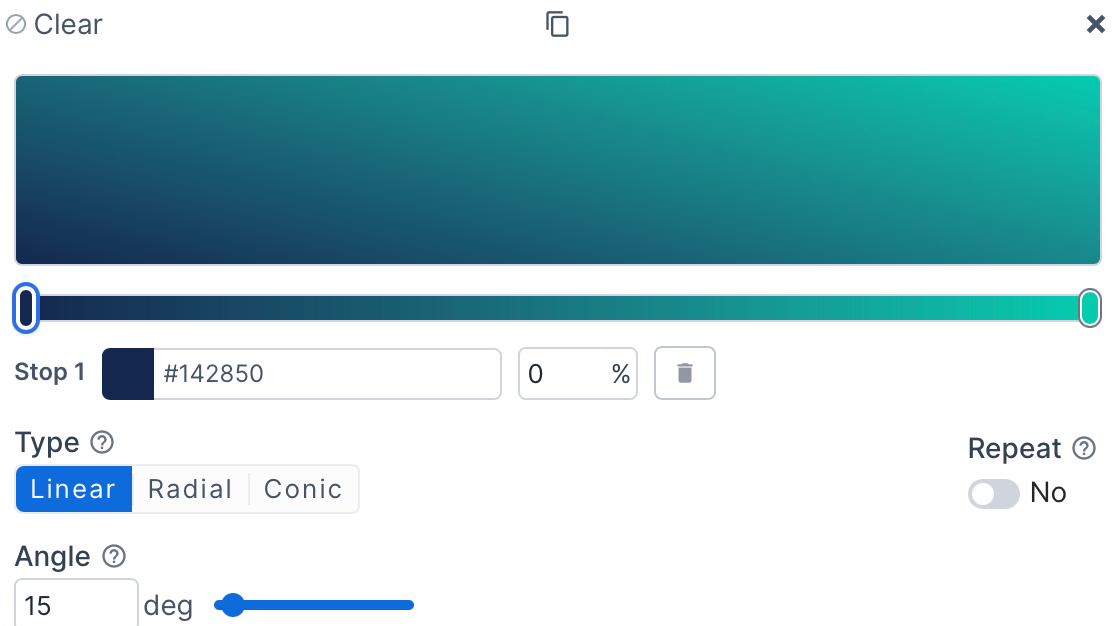 Color gradient preview