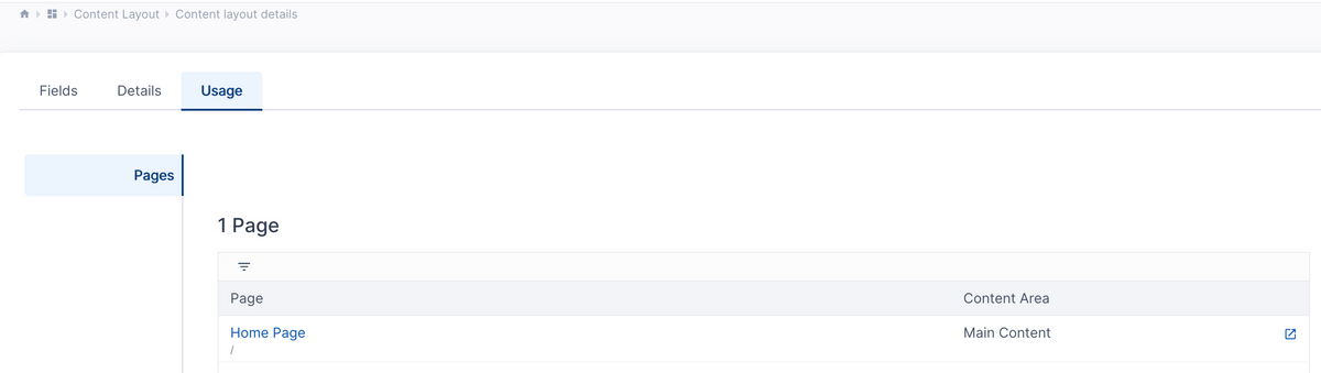 Content layout usage tab
