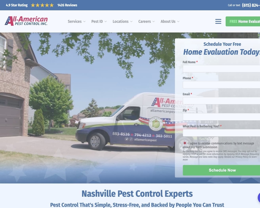 All American Pest Control website screenshot