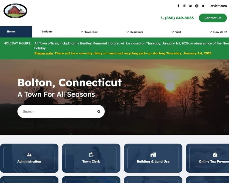 Town of Bolton, CT website screenshot