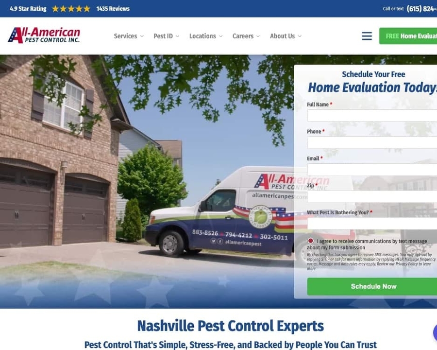 Pest control website screenshot