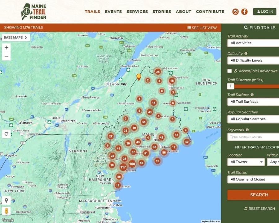 Trails website screenshot