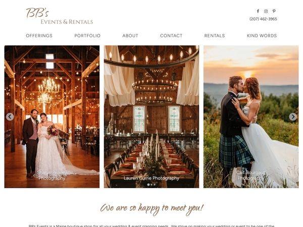 BB's Events & Rentals website screenshot